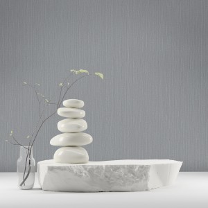 Podium for product display with feng shui japandi style light background with stones and plants. 3d rendering.