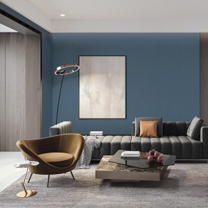 Modern Minimalist Living Room with Elegant Velvet Chair and Sleek Furniture
