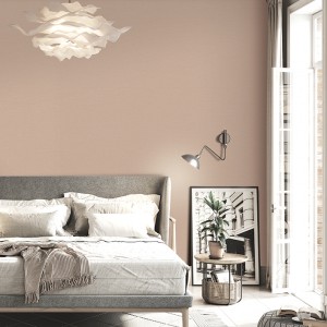 3D rendering of small bedroom with natural light. Computer generated image of elegant bedroom interiors with double bed, side cabinet and mirror on side.